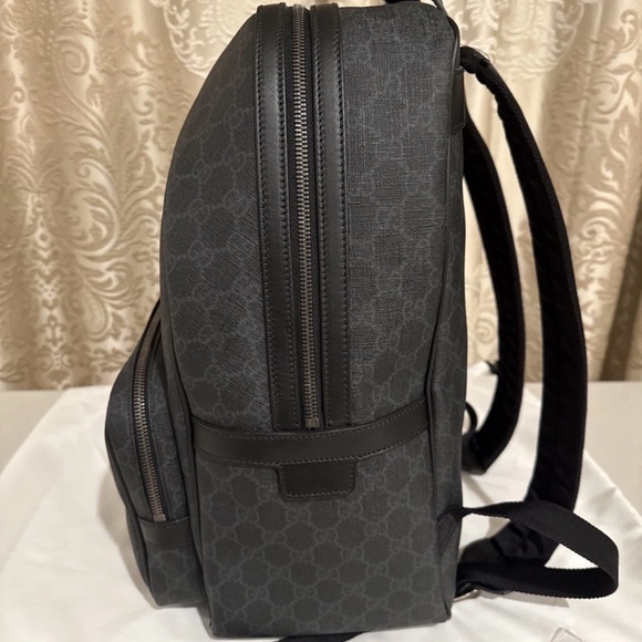 Gucci GG Supreme Black Canvas Leather Monogram Backpack 322069 NEW NWT 16x 12x 7 - Picture 4 of 16